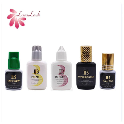 IB Glue Set for Eyelash Extensions — Lash Primer and Remover with Fast-Drying, Long-Lasting Adhesive for False Lashes
