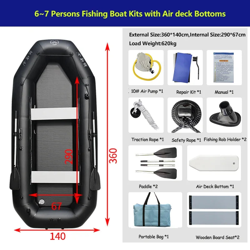 Professional Inflatable Boat Raft Dinghy for Adults – Tear-Resistant Foldable Kayak Canoe Fishing & Drifting Boat