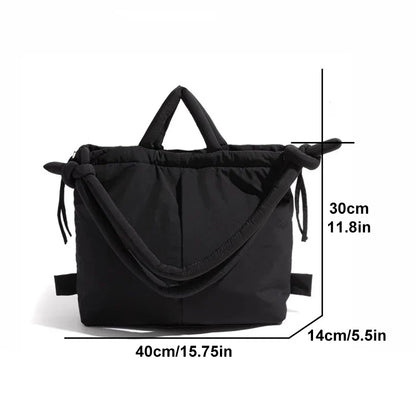 2023 Casual Nylon Padded Tote Bag – Soft Puffer Shoulder & Crossbody Handbag for Women, Large Capacity Vintage Design