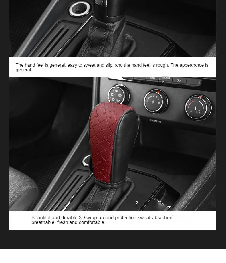 High-Quality Universal PU Leather Gear Shift Cover — Non-Slip, Wear-Resistant for Automatic Cars