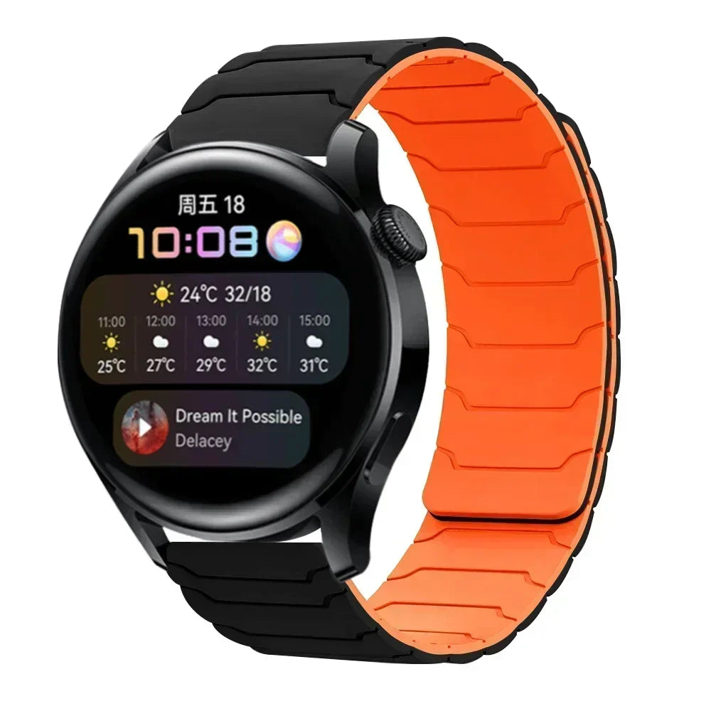 22mm Magnetic Silicone Watch Strap – Replacement Sport Wristband for OnePlus Watch 3/2R/2 & OPPO Watch X/X2/4 Pro 46mm Band