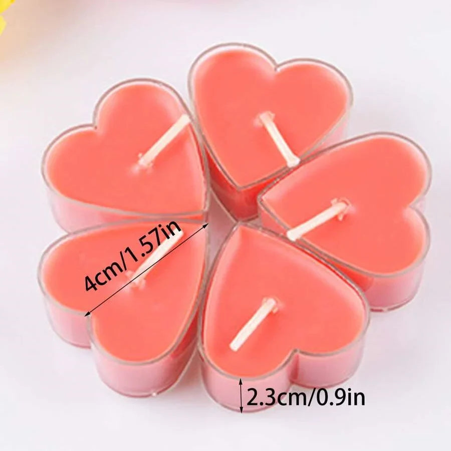 9pcs Heart-Shaped Scented Tea Candles – Valentine's Day Romantic Love Candles for Proposals, Weddings, & Anniversaries
