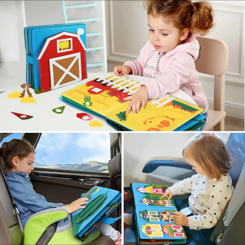 Baby Soft 3D Cloth Book – Montessori Early Learning Toy for Color Cognition & Basic Life Skills