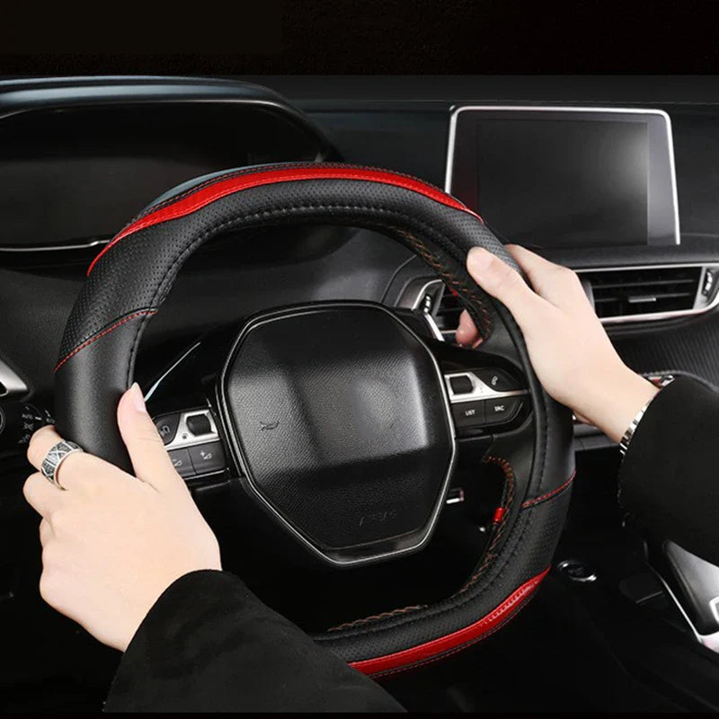 Peugeot 3008/4008/5008 Carbon Fiber & PU Leather Steering Wheel Cover — Car Interior Accessory