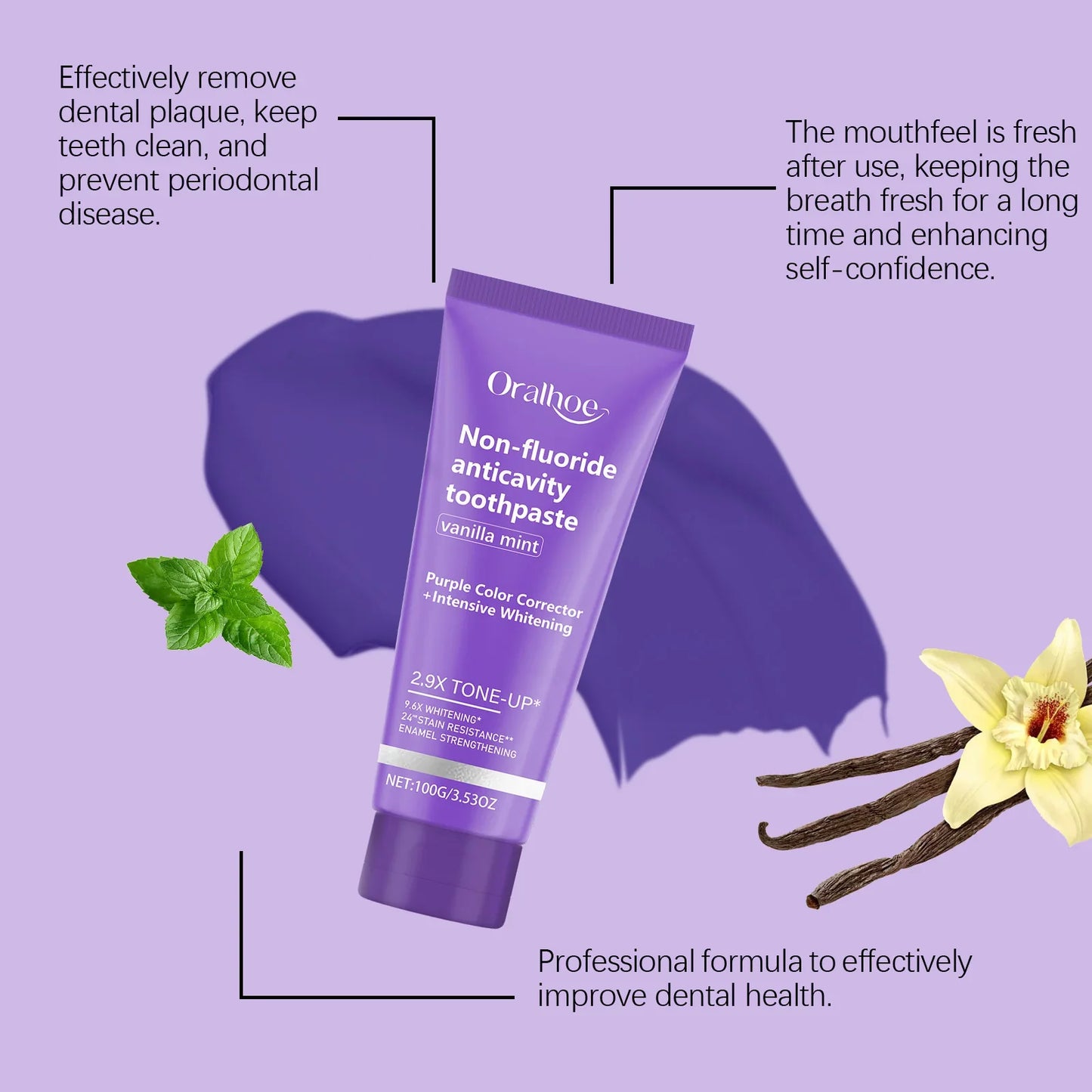 Purple Teeth Whitening Mineral Powder – Teeth Restoration, Stain Removal & Fresh Breath Oral Cleanser