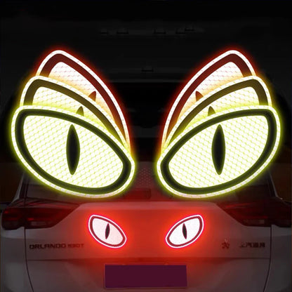 2Pcs Car Reflective Safety Tape Stickers - Cat-Eye Design, High Visibility, for Auto, Truck, Motorcycle, Reflective Strips for Enhanced Road Safety