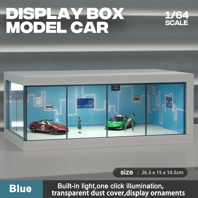 1/64 Scale Model Parking Space — Simulated Scene with Lights for Car Display (Figures & Cars Not Included)