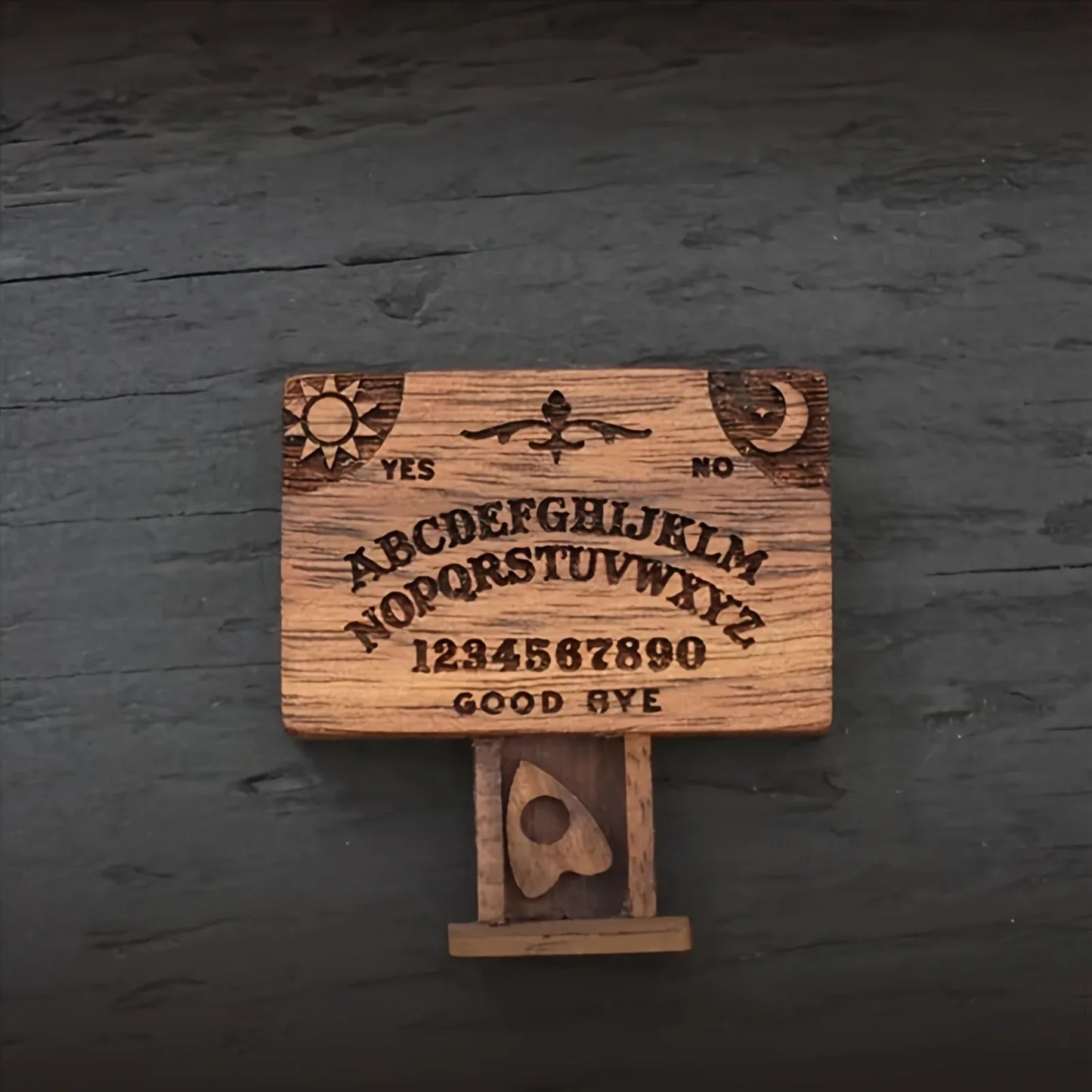 Mini Wooden Ouija Board with Drawer – Spirit Board Miniature with Planchettes, Emotional Love Home Decoration