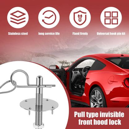Universal Stainless Steel Car Hood Pin Lock Kit – Engine Bonnet Racing & Modified Accessory