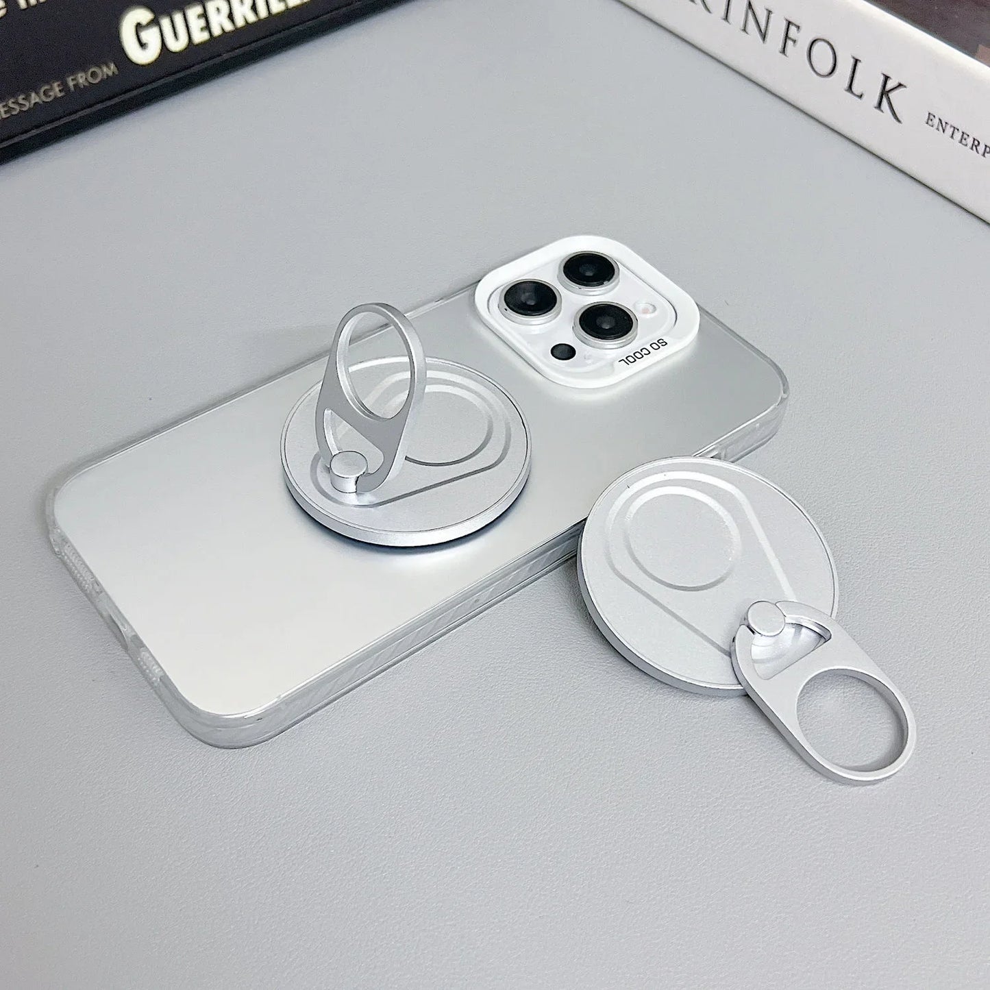 MagSafe Magnetic Zip Top Can Phone Holder – 360° Rotating Alloy Ring with Strong Suction Wall Sticker