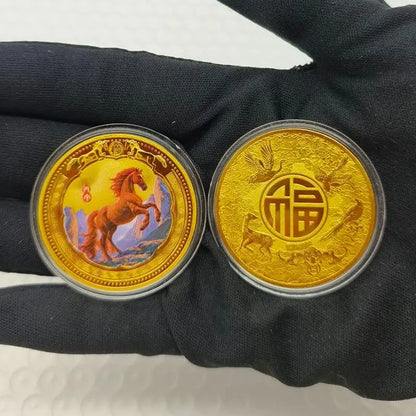 2026 Year of the Horse Chinese Commemorative Coin – Lucky Animal Metal Collectible New Year Souvenir Gift