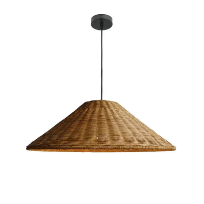Vintage Rattan Pendant Light - Handwoven Wicker Ceiling Hanging Lamp for Dining Room & Kitchen Decor