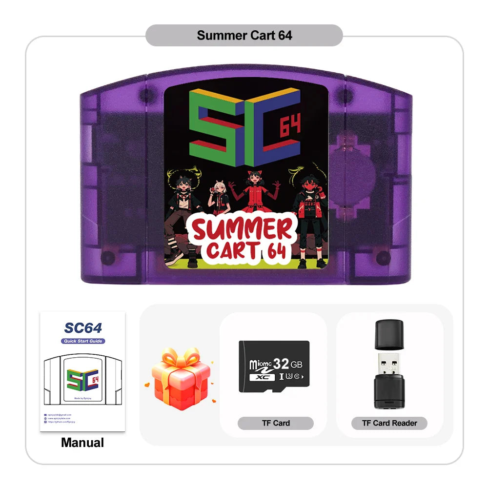 EPICJOY SummerCart 64 – 32GB Open Source N64 Game Card for Nintendo 64 Console, 5400+ Games & 64DD Support