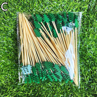 50PCS Christmas Bamboo Cocktail Picks – Santa, Snowflake & Tree Toothpicks for Drinks, Fruits, Desserts & Holiday Party Decorations 2024