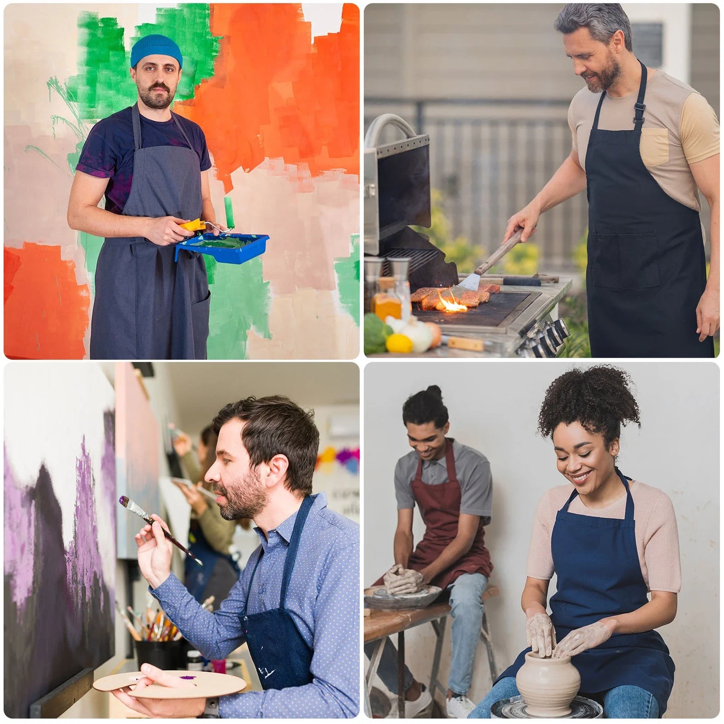 Adjustable Waterproof Kitchen Apron with 2 Pockets – 82x68cm Chef Bib for Men & Women, Navy Blue