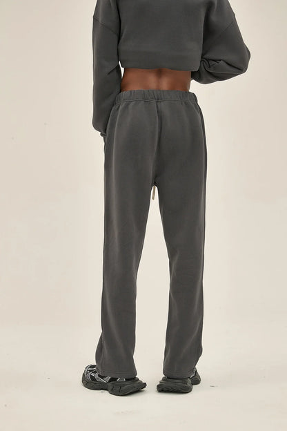 Straight-Lined Solid Color Cashmere Sweatpants – Soft Cozy Lounge Pants