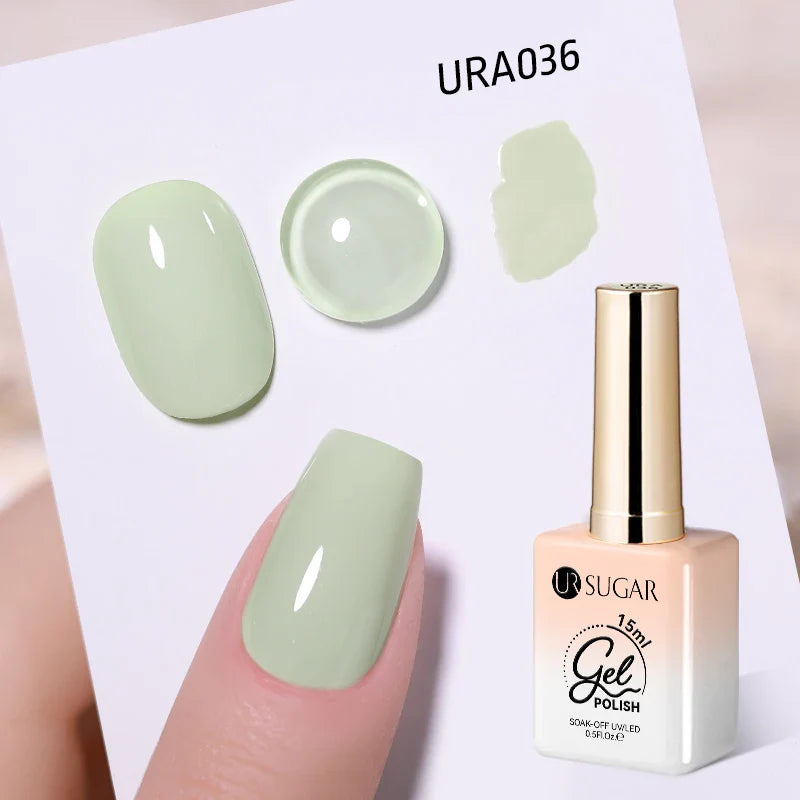 UR SUGAR 15ml Jelly Milky White Gel Polish – Translucent UV Soak Off Nail Art Varnish Semi-Permanent Fashion Nail Color