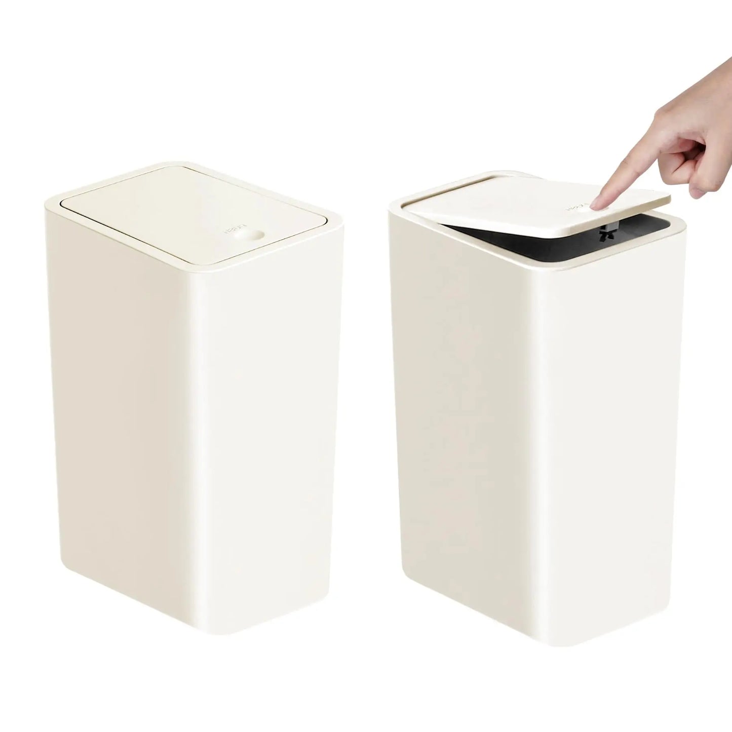 10L Bathroom Trash Can with Press Top Lid – Small Plastic Garbage Bin for Toilet, Bedroom & Living Room