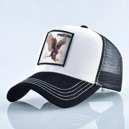 Goat Patch Trucker Cap - Embroidered Adjustable Snapback Baseball Hat for Men & Women