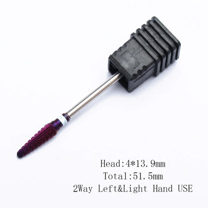 Purple 5-in-1 Tapered Carbide Nail Drill Bits - Milling Cutter for Manicure, Gel & Acrylic Removal, Nail Accessories Tool