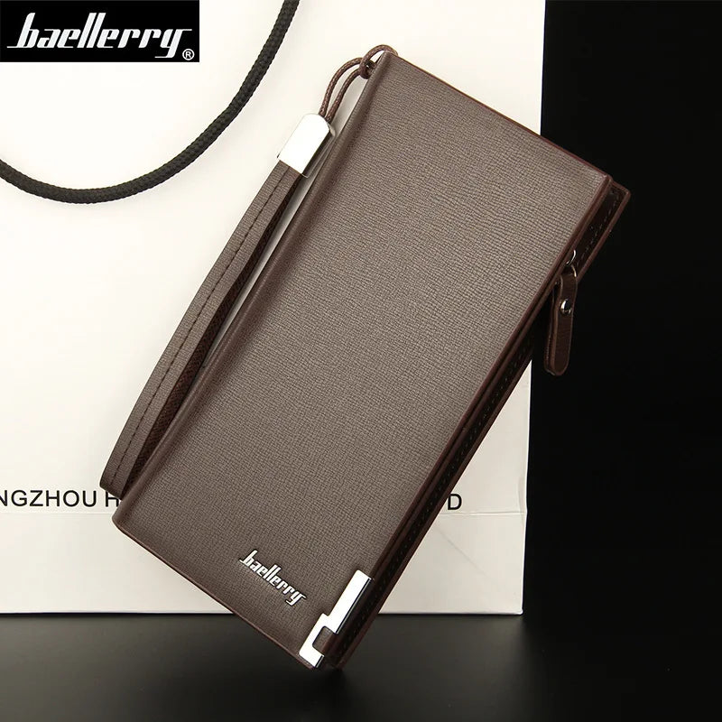 Baellerry Men’s Long Wallet – Large Capacity Zipper Clutch with Card Holder & Coin Pocket, Luxury Handbag Purse