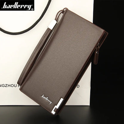 Baellerry Men’s Long Wallet – Large Capacity Zipper Clutch with Card Holder & Coin Pocket, Luxury Handbag Purse