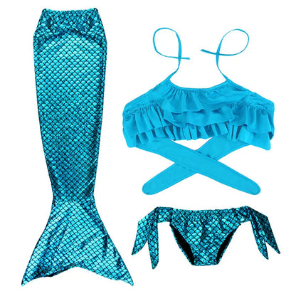 Little Girl Mermaid Tail Swimsuit — Kids Beach Bikini Cosplay Costume, Perfect Birthday Gift for Girls