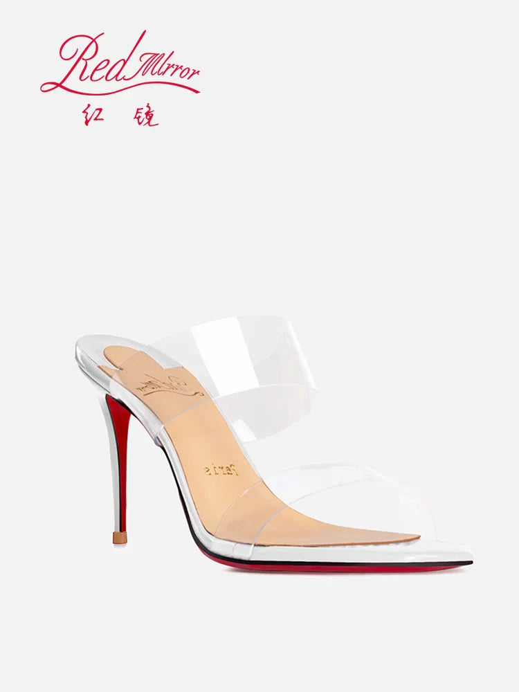 Red Sole Transparent High Heels — Summer PVC Open-Toe Handmade Women’s Sandals