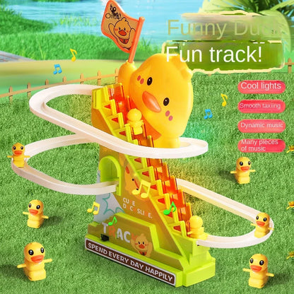 Stair-Climbing Duck Roller Coaster Toy – Flashing Lights & Music Interactive Parent-Child Toy