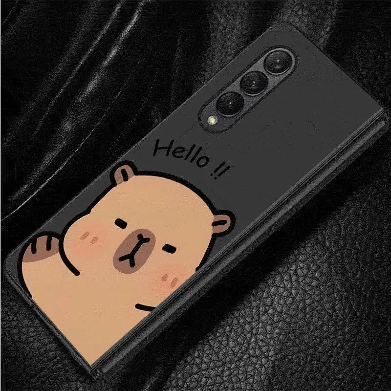 Cute Capybara Case for Samsung Galaxy Z Fold 6/5/4/3 5G – Funny Bumper Shockproof Cover