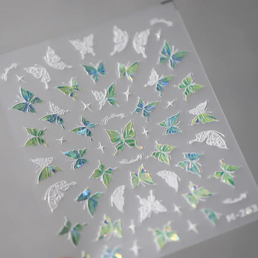 5D Glitter Butterfly Nail Sticker – Kawaii Aurora Nail Art Decal for DIY Manicure & Nail Decorations