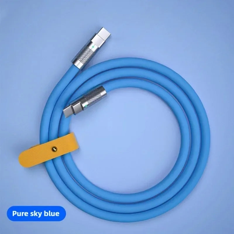 120W 7A Super Fast PD USB-C to USB-C Cable — Liquid Silicone Charger for Xiaomi, Huawei (1M/1.5M/2M)