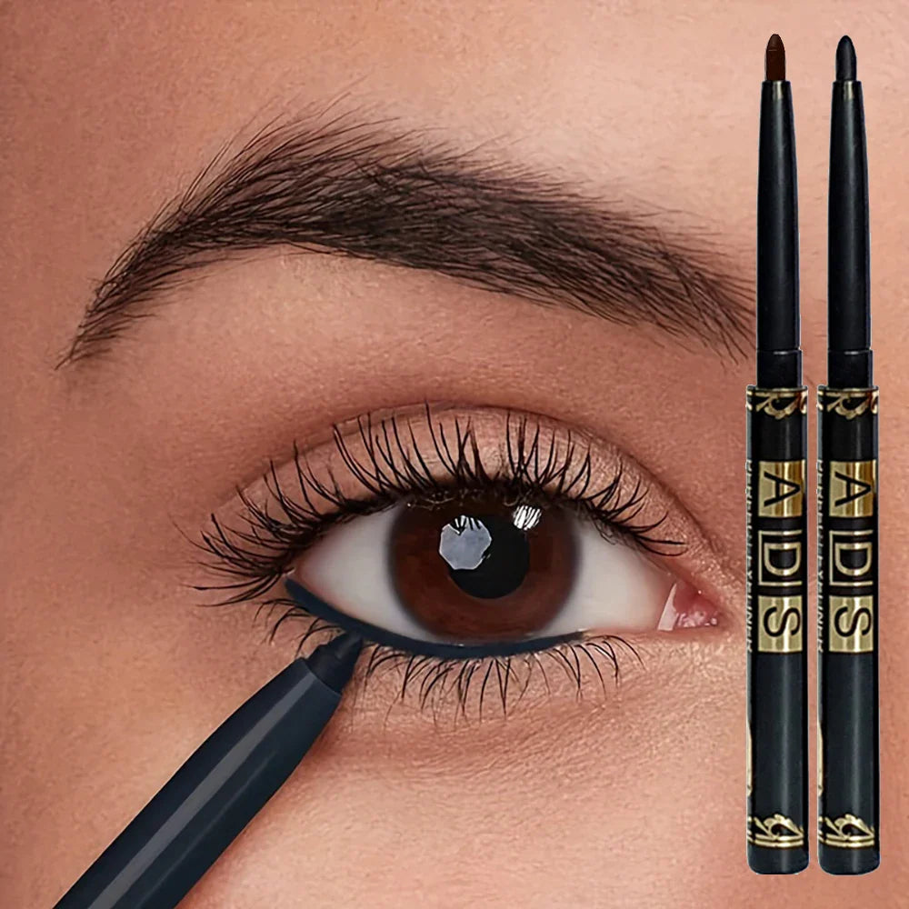 2pcs Waterproof Black & Brown Eyeliner Pencils – Smudge-Proof Long-Lasting High-Pigment Eye Makeup for Beginners