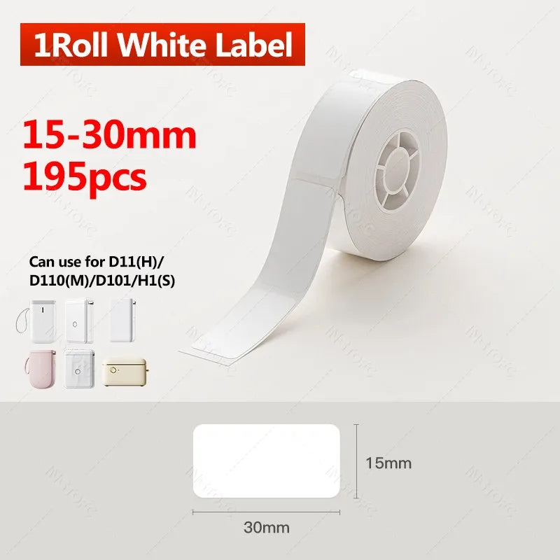 Niimbot D11/D110/D11H/D110M Label Sticker Paper, Self-Adhesive Waterproof Pure White Thermal Printer Labels for Home & Office Use
