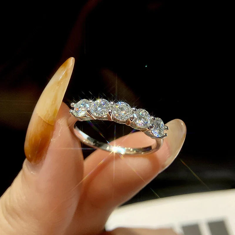 100% Pass Diamond Tester Pen & Moissanite Ring – Matching 925 Sterling Silver Wedding Band for Women