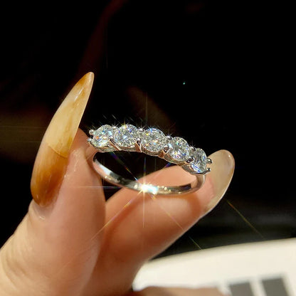 100% Pass Diamond Tester Pen & Moissanite Ring – Matching 925 Sterling Silver Wedding Band for Women