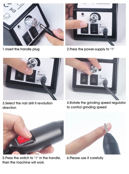 20000RPM Professional Nail Drill Machine Set - Low Noise Nail File Kit with Drill Bits & Gel Polish Remover Tools