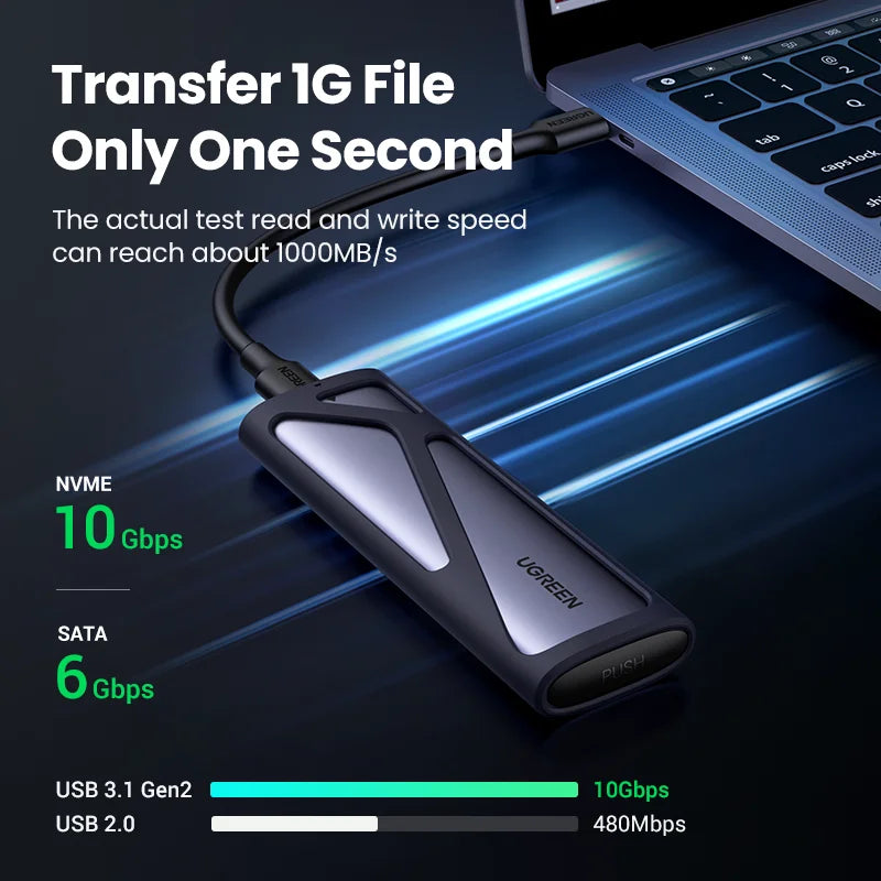 UGREEN M2 SSD Case – NVMe SATA Dual Protocol M.2 to USB Type C 3.1 Adapter, SSD Disk Box for PCIe NGFF & SATA SSD