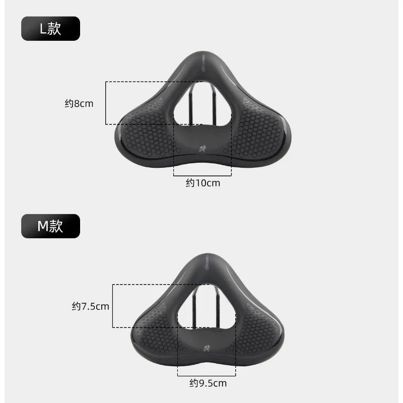 Bicycle Saddle Cushion - Wide Thick Shock-Absorbing Comfortable Seat for MTB, Touring & E-Bikes