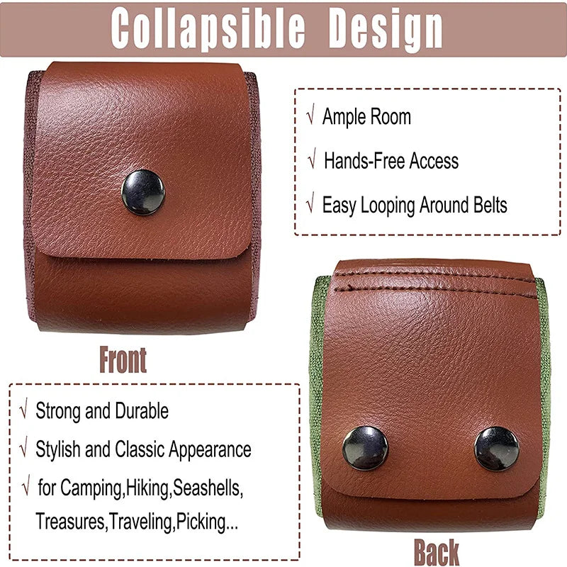 Outdoor Leather Foraging Bag – Bushcraft Waist Pouch for Vegetable, Fruit & Garden Harvest, Camping Tool Storage