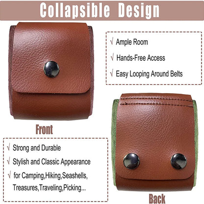 Outdoor Leather Foraging Bag – Bushcraft Waist Pouch for Vegetable, Fruit & Garden Harvest, Camping Tool Storage