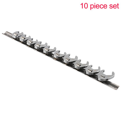 10pcs 3/8" Drive Crowfoot Wrench Set — 10-22mm Metric Open-End Spanners for Torque Wrench