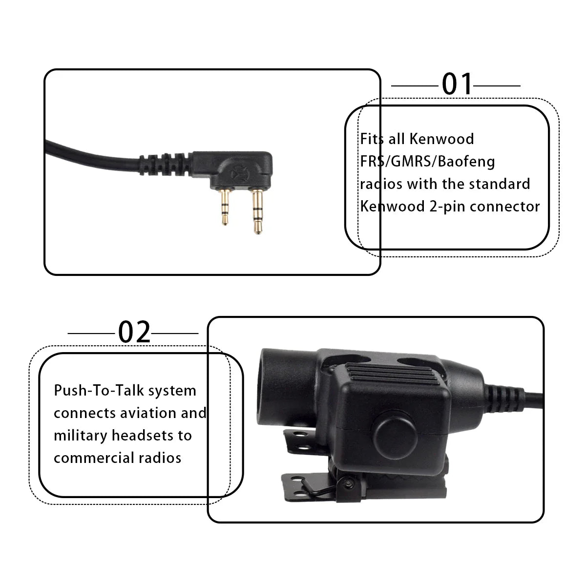 Tactical Bowman Elite II Headset – U94 PTT Communication Headphone for Kenwood & Baofeng UV-5R Radio Accessory