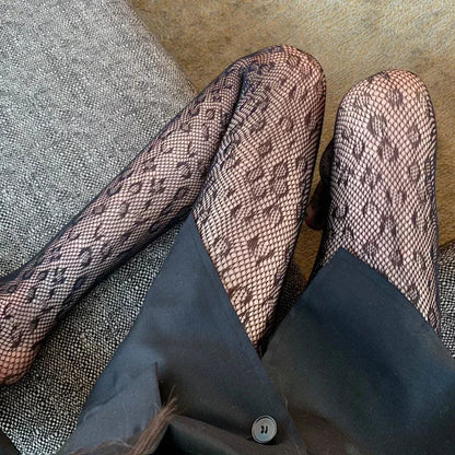 Vintage Gothic Sheer Pantyhose – Sexy Black Leopard Print Transparent Tights for Women
