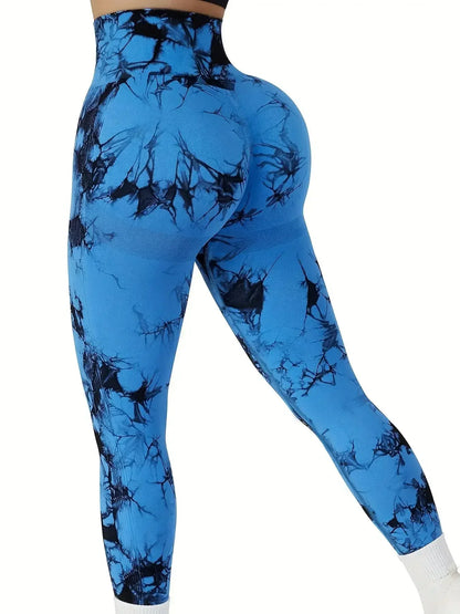 Women’s Tie-Dye Seamless High Waist Yoga Pants – Peach Lift Butt Sculpting Stretch Fitness Leggings