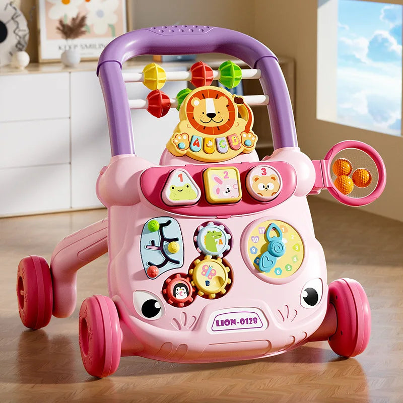 Baby Push Walker Toy – Early Learning Sit-to-Stand Anti-Rollover Multi-Function Activity Walker for Infants and Toddlers