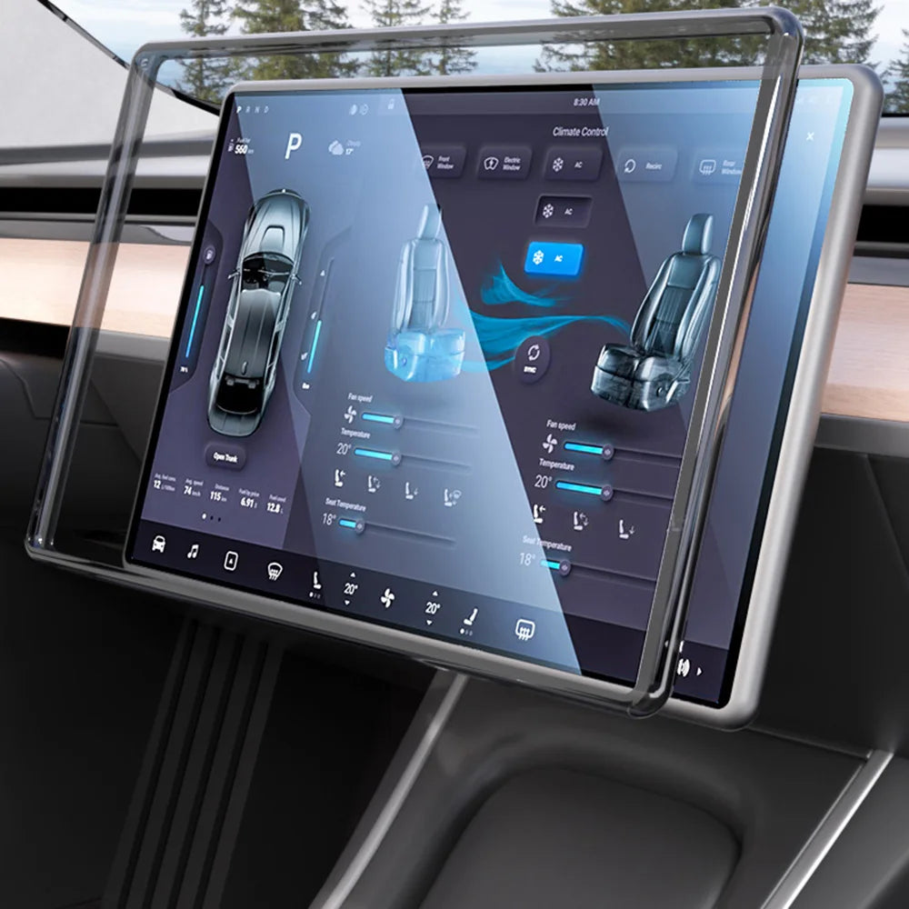 Gloss Navigation Screen Protector Frame for Tesla Model 3/Y – Soft Silicone Edge Display Cover & Central Control Protector