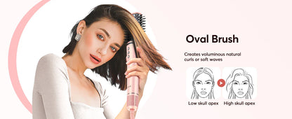5-in-1 Hair Dryer & Styling Tool – Straightener, 32mm Curling Iron with 300 Million Negative Ions, Quick Drying Hair Care Gift