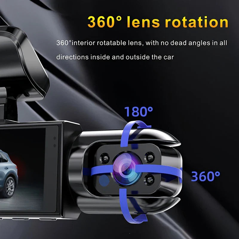 1080P WiFi Dual Camera Dash Cam — Front & Inside Car DVR with IR Night Vision, Loop Recording & Wide-Angle Lens