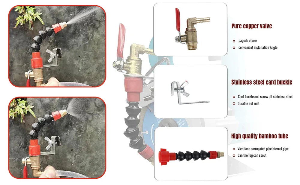 Coolant Misting Nozzle System – Dust-Proof Water Sprayer for Marble, Tile & Brick Cutting Machines